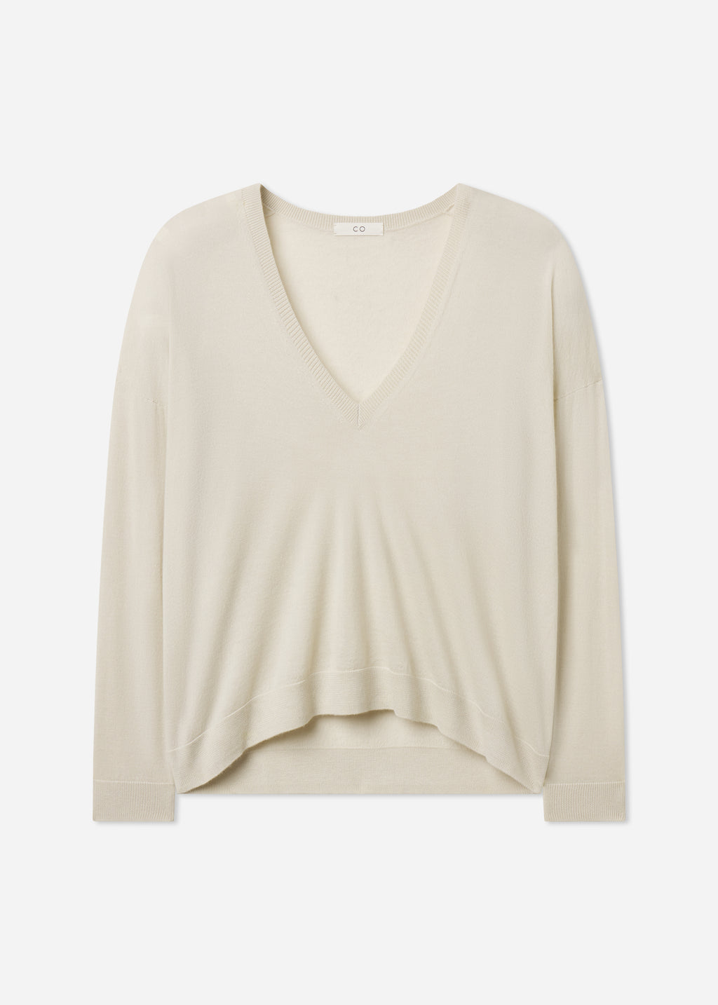 V-Neck Sweater in Fine Cashmere - Pearl - CO