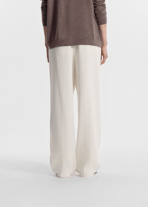 Pleated Trouser in Crepe - Ivory, image 3 of 5