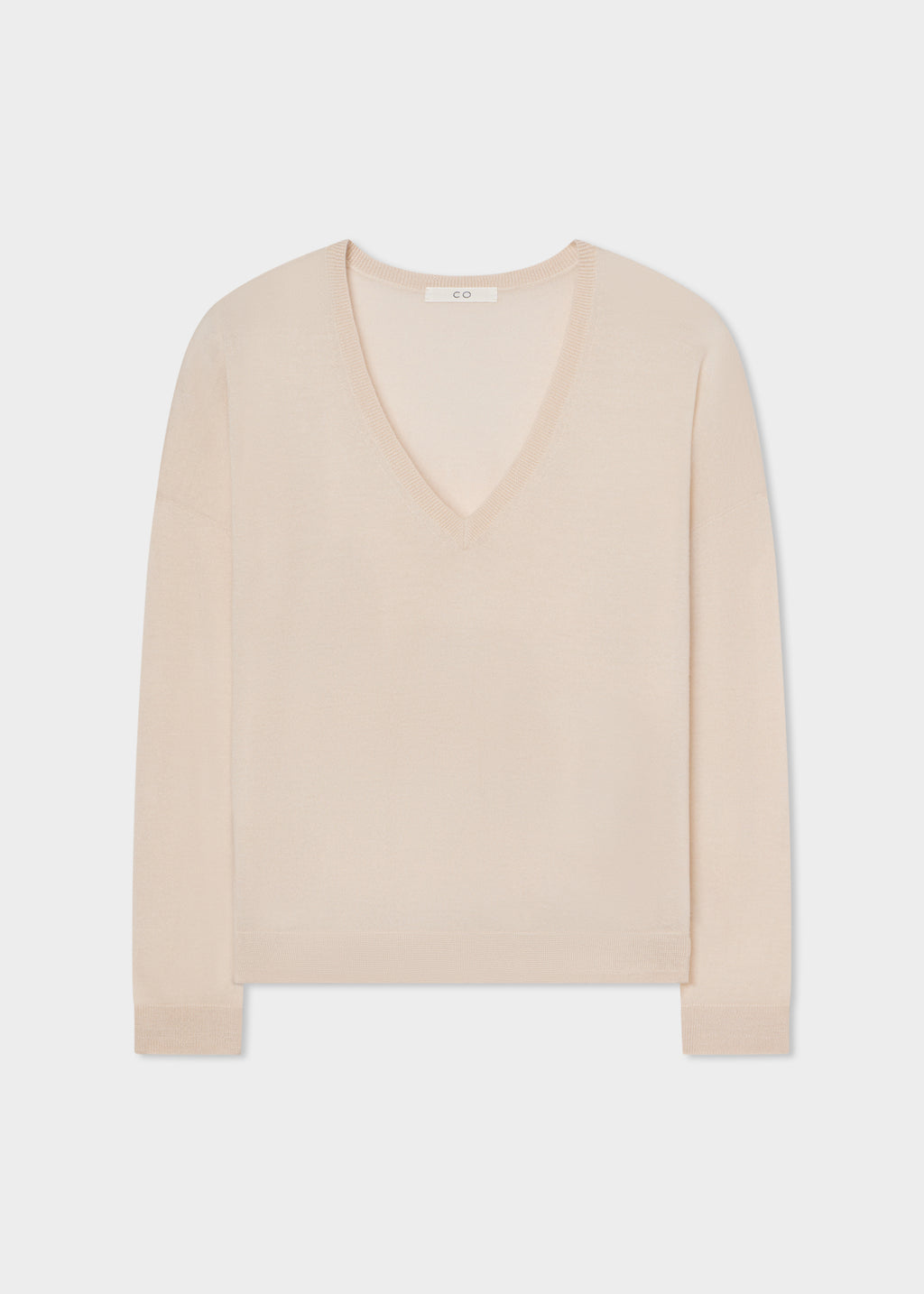 V-Neck Sweater in Fine Cashmere - Whisper Pink - CO