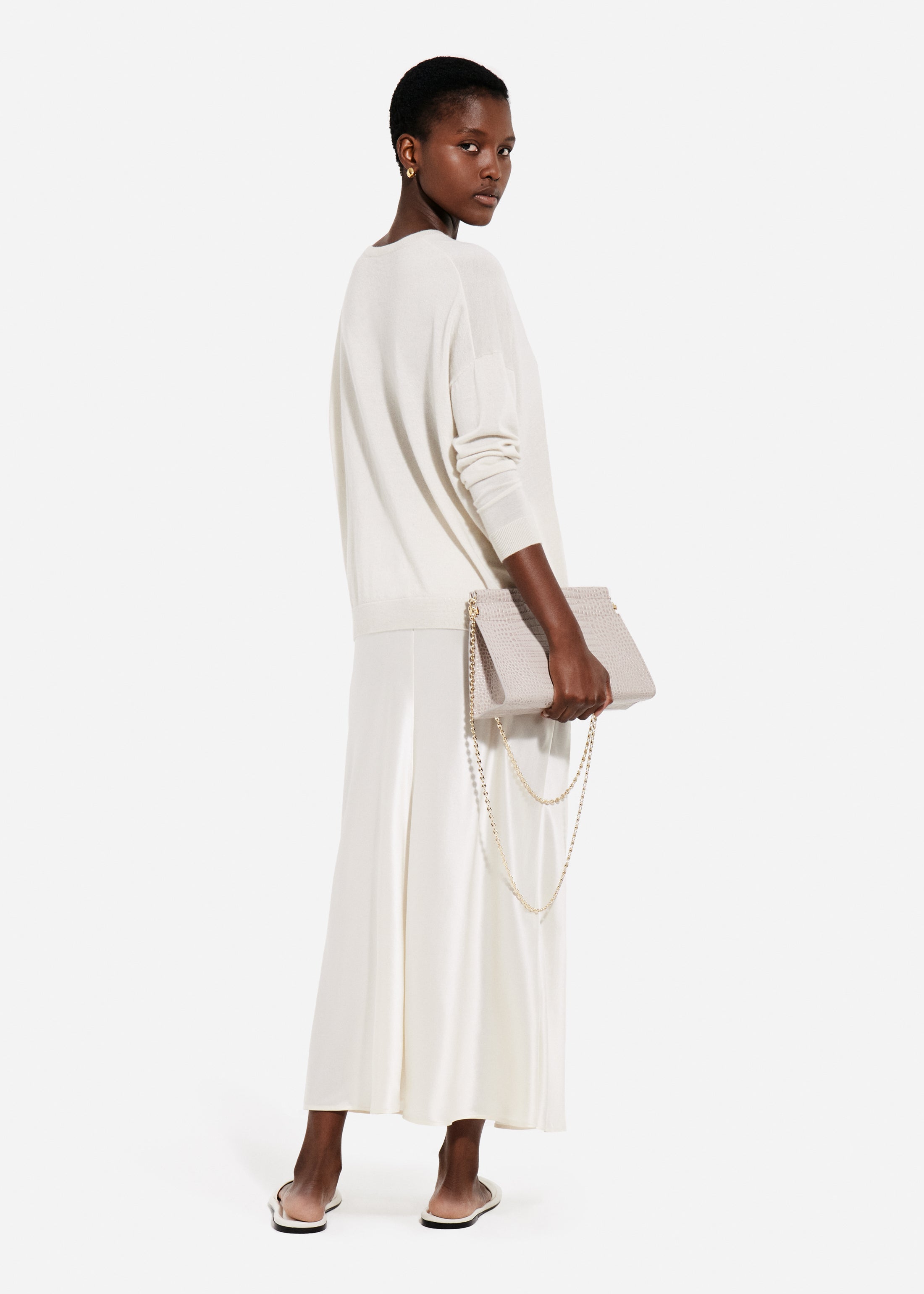 Bias Cut Slip Skirt in Silk - Ivory