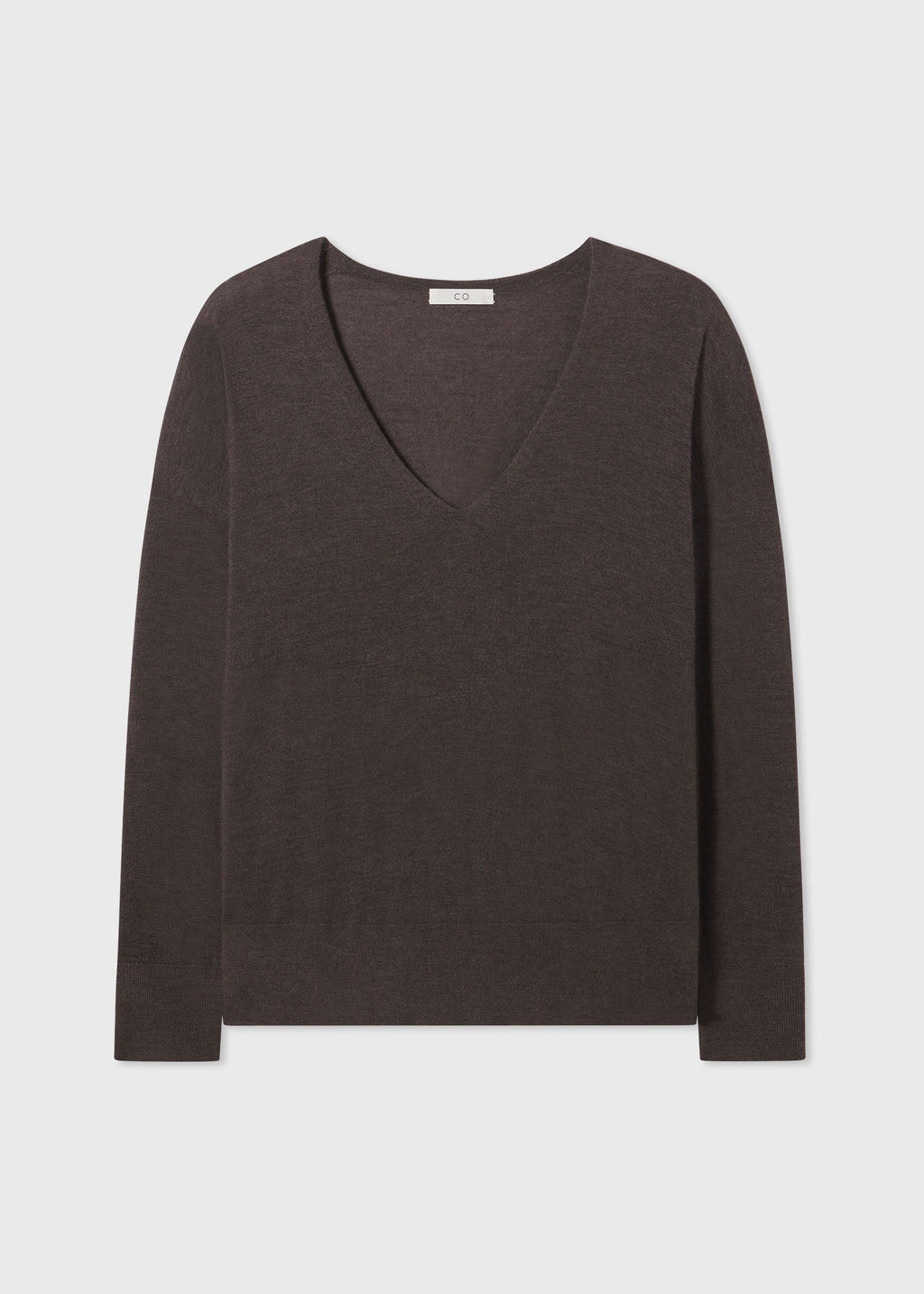 V-Neck Sweater in Fine Cashmere - Brown - CO