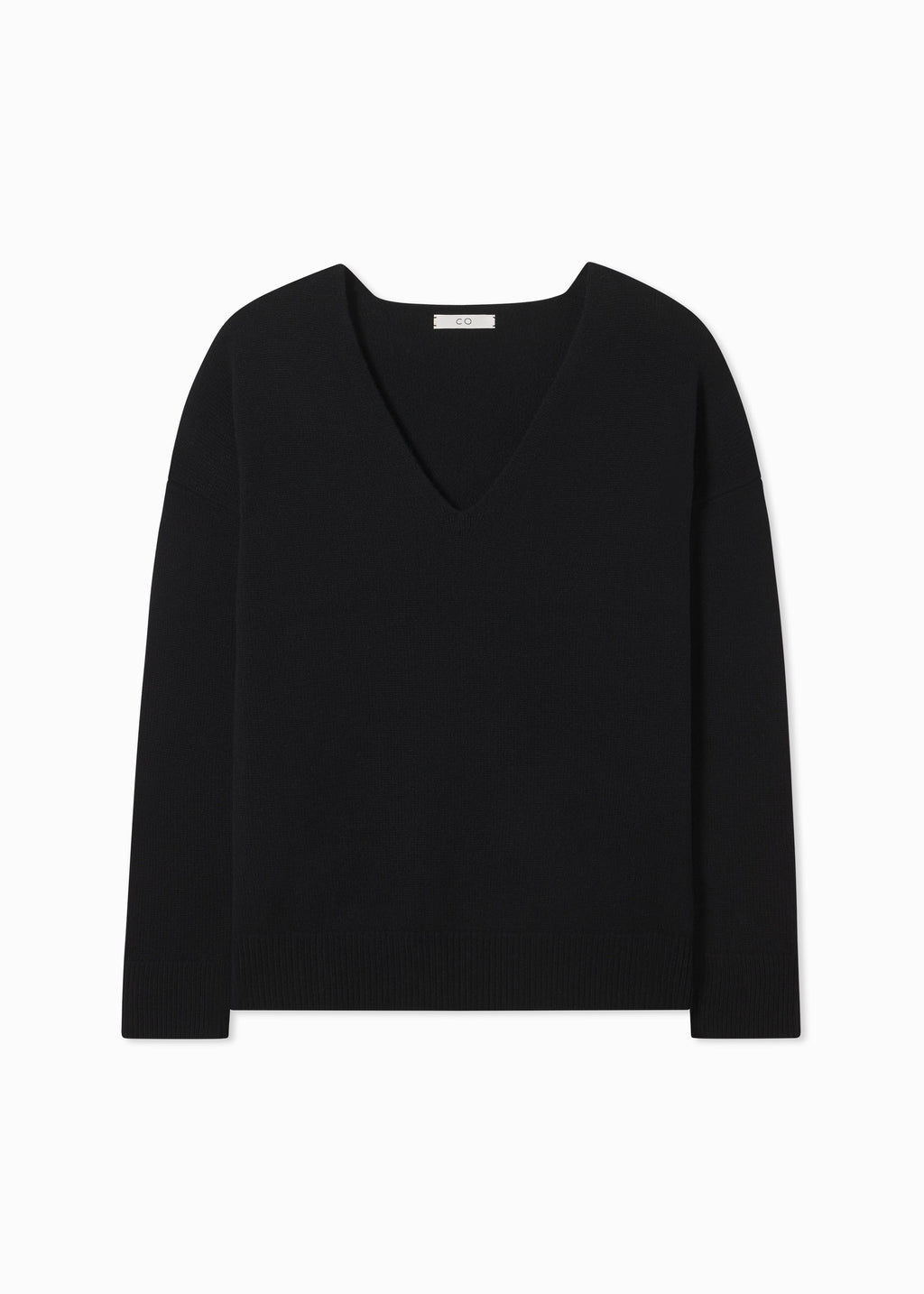 V-Neck Sweater in Fine Cashmere - Black - CO