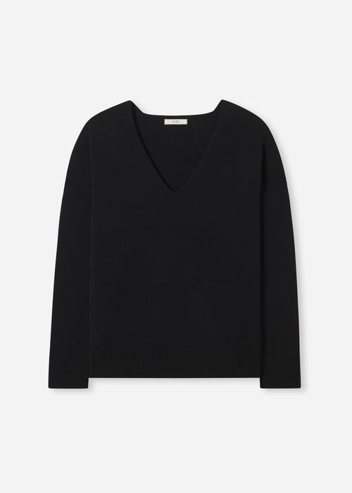 V-Neck Sweater in Cashmere - Black, image 4 of 4