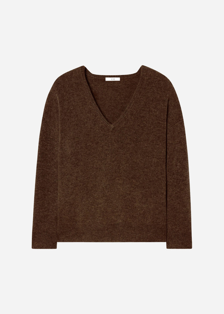 V-Neck Sweater in Cashmere - Brown, image 4 of 4