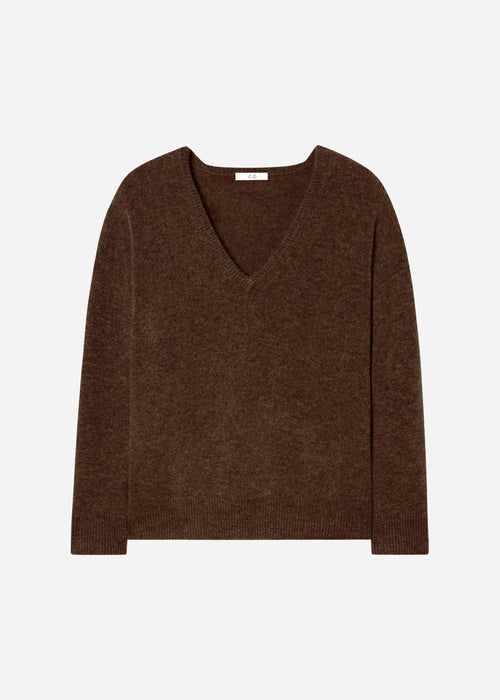 V-Neck Sweater in Cashmere - Brown, image 4 of 4