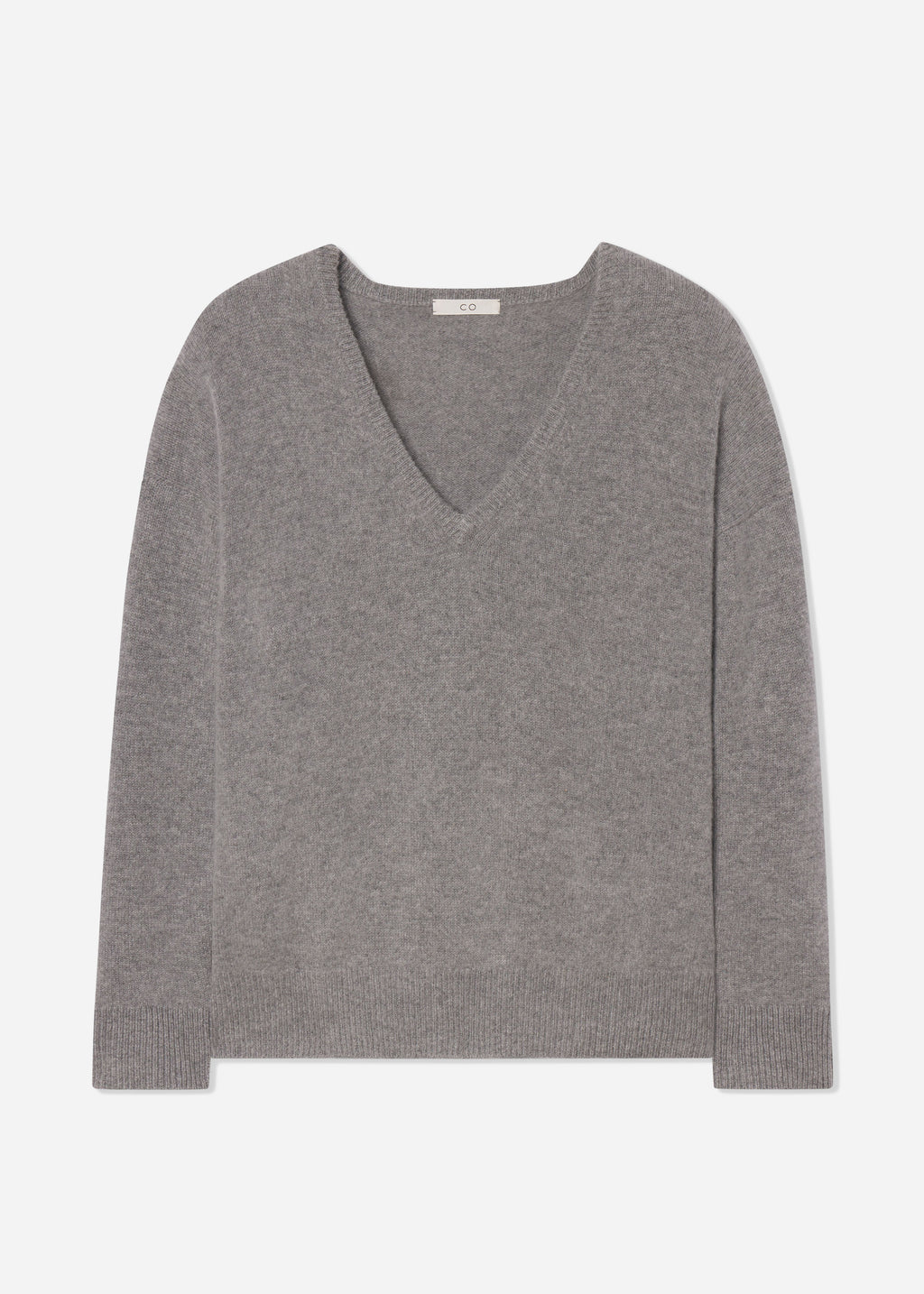 V-Neck Sweater in Cashmere - Grey - CO