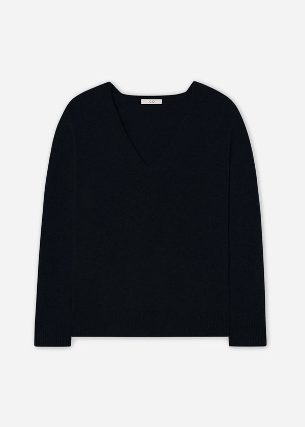 V-Neck Sweater in Cashmere - Black - CO