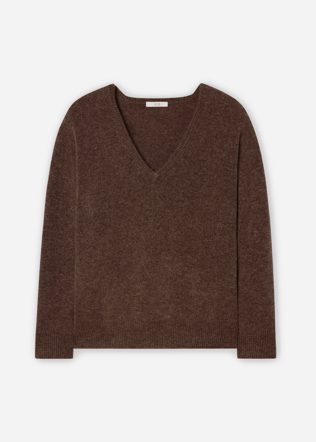 V-Neck Sweater in Cashmere - Brown - CO