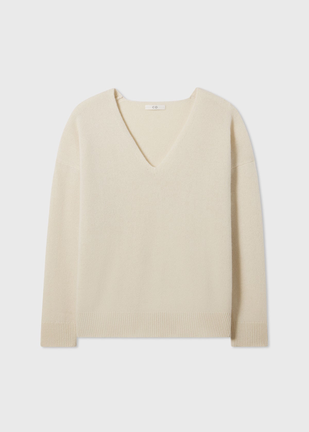 V-Neck Sweater in Fine Cashmere - Wheat, image 3 of 3