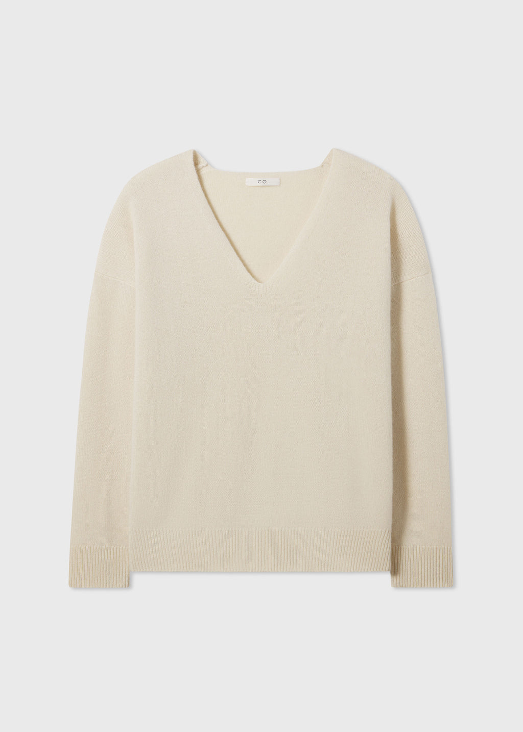 V-Neck Sweater in Fine Cashmere - Wheat, image 3 of 3