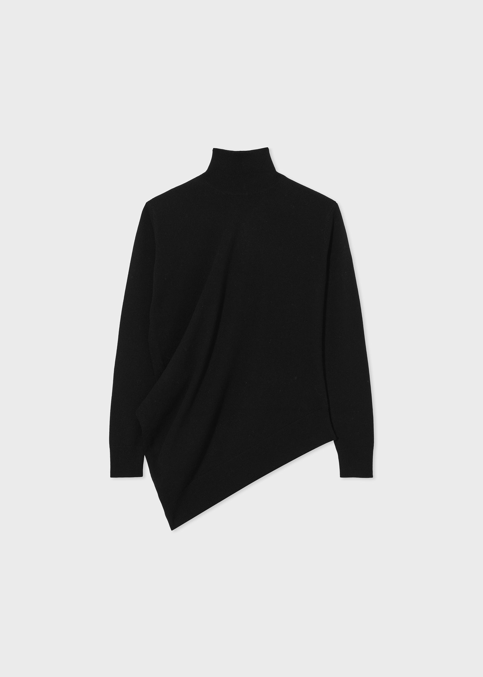 Draped Turtleneck Top in Cashmere -Black