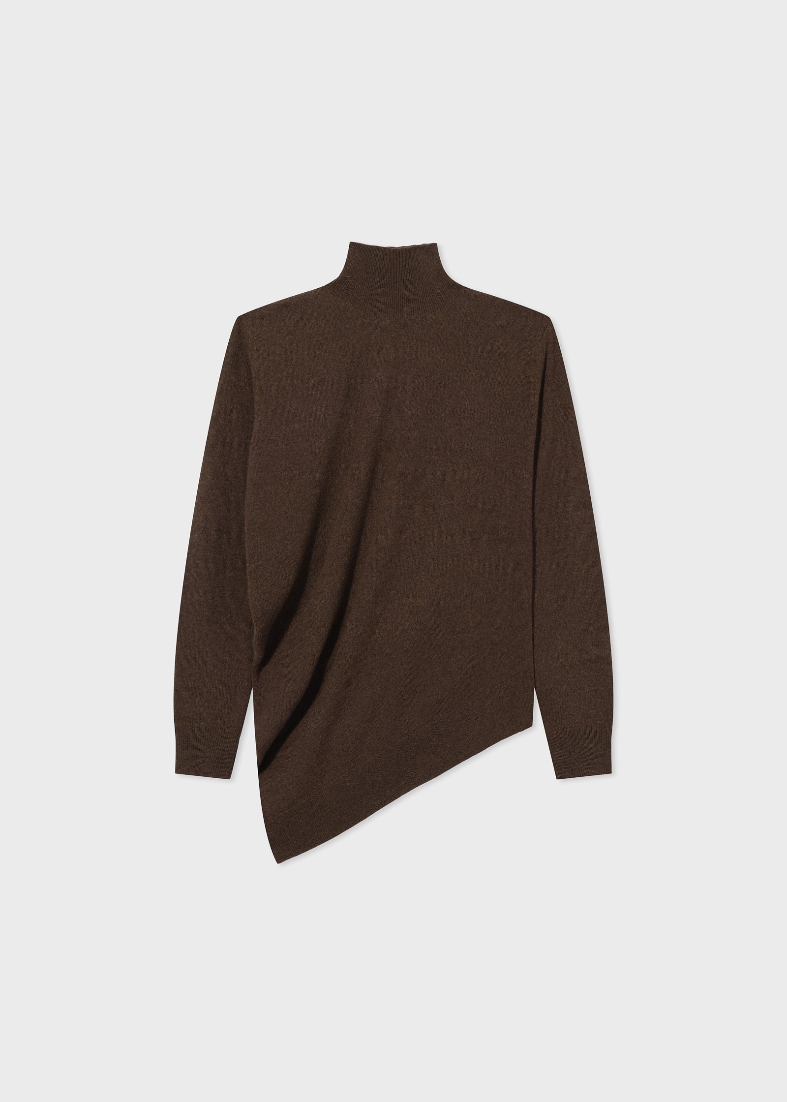 Draped Turtleneck Top in Cashmere - Brown