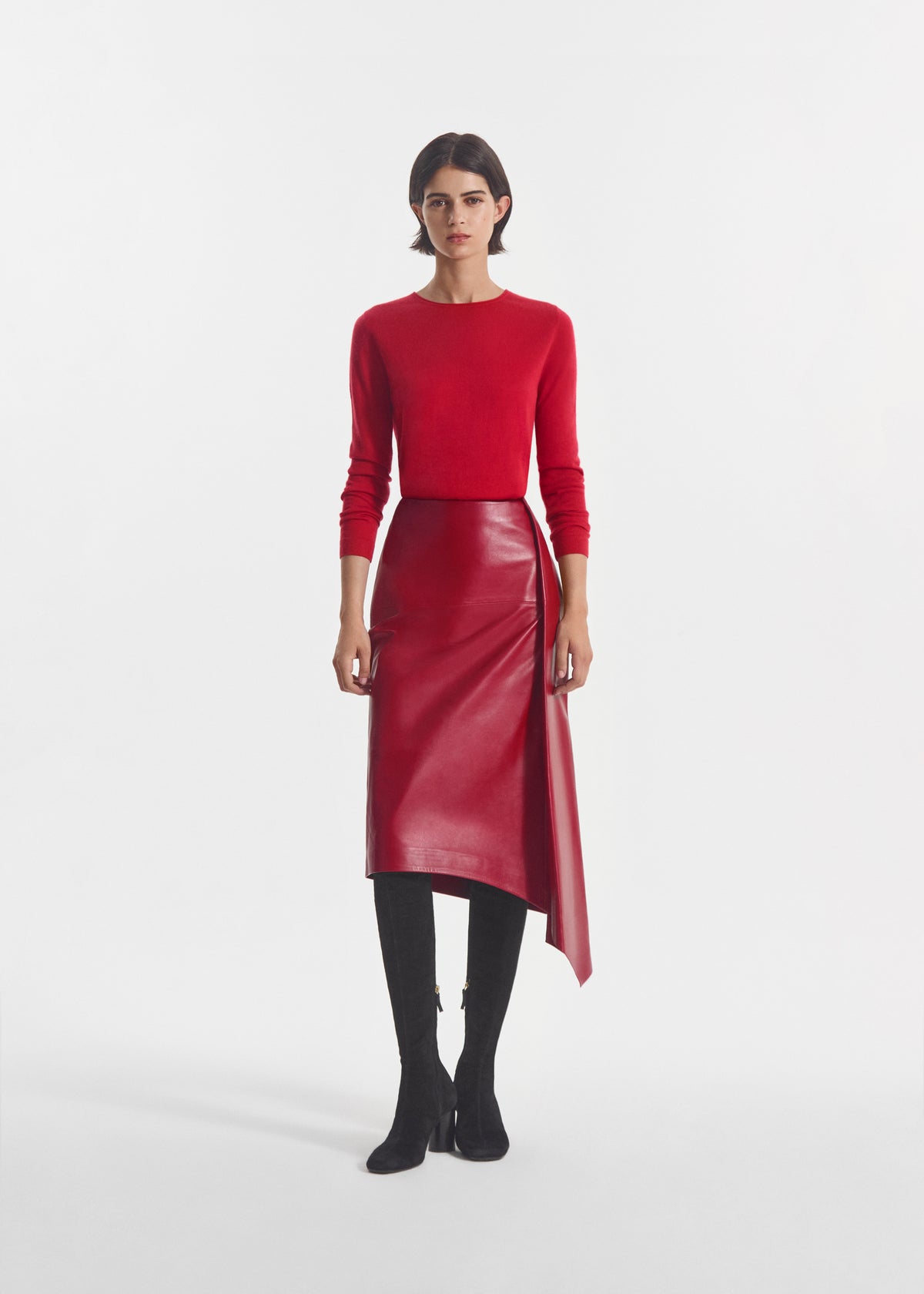 Rolled Crewneck Sweater in Fine Cashmere - Sienna, image 6 of 7