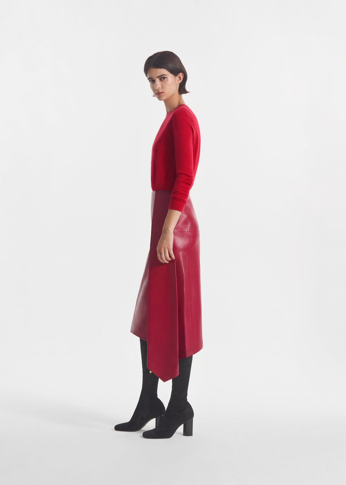 Rolled Crewneck Sweater in Fine Cashmere - Sienna, image 4 of 7