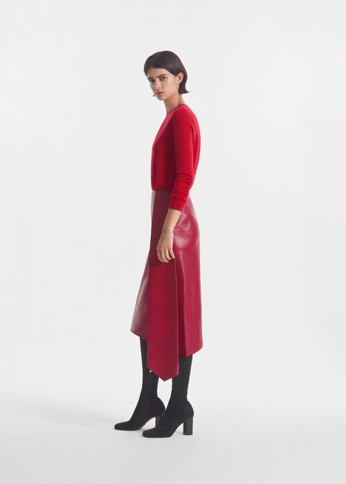 Rolled Crewneck Sweater in Fine Cashmere - Sienna, image 4 of 7
