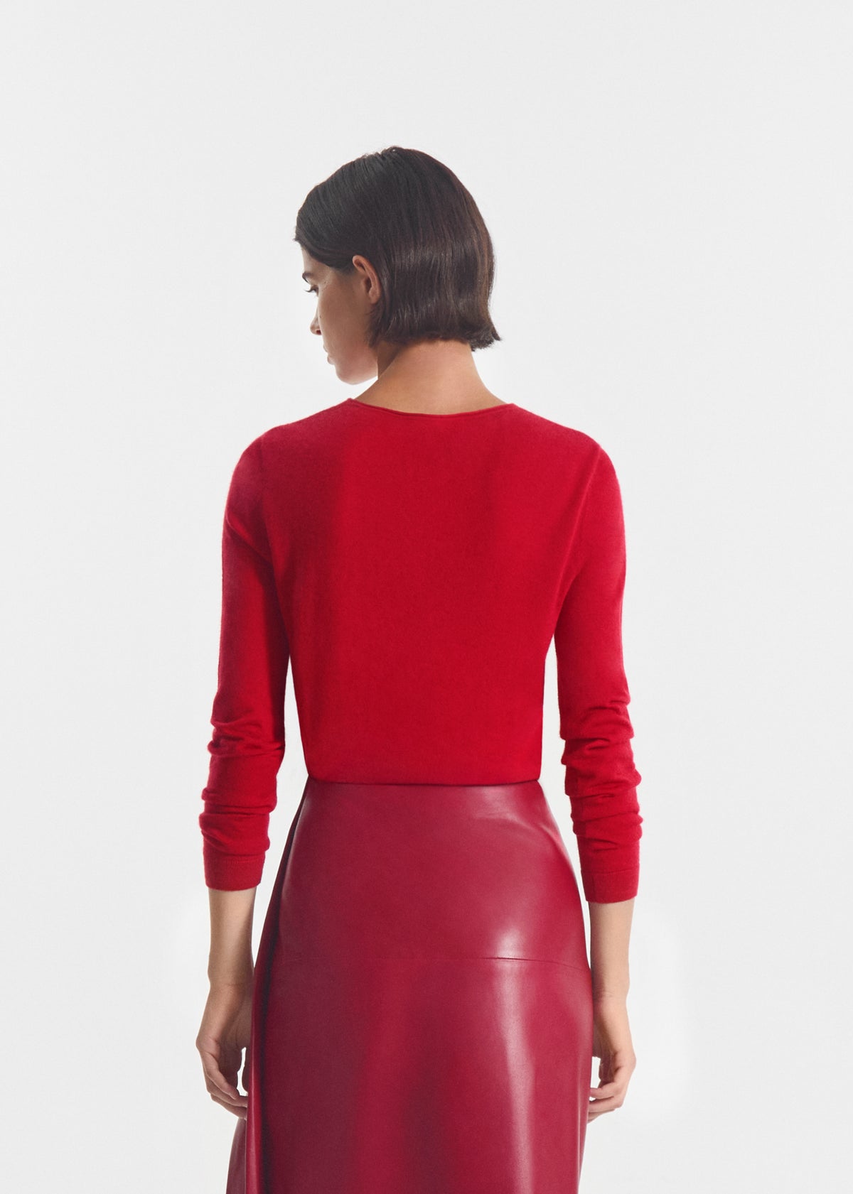 Rolled Crewneck Sweater in Fine Cashmere - Sienna, image 3 of 7