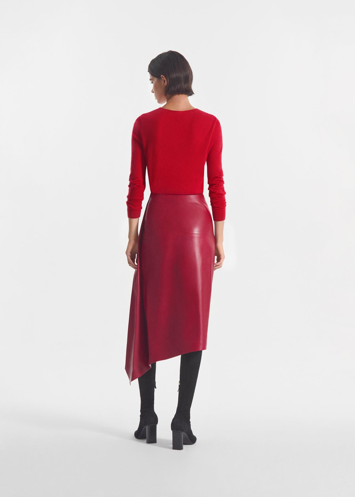 Rolled Crewneck Sweater in Fine Cashmere - Sienna, image 2 of 7