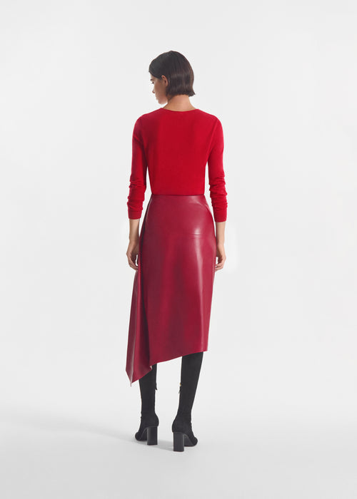 Rolled Crewneck Sweater in Fine Cashmere - Sienna, image 2 of 7