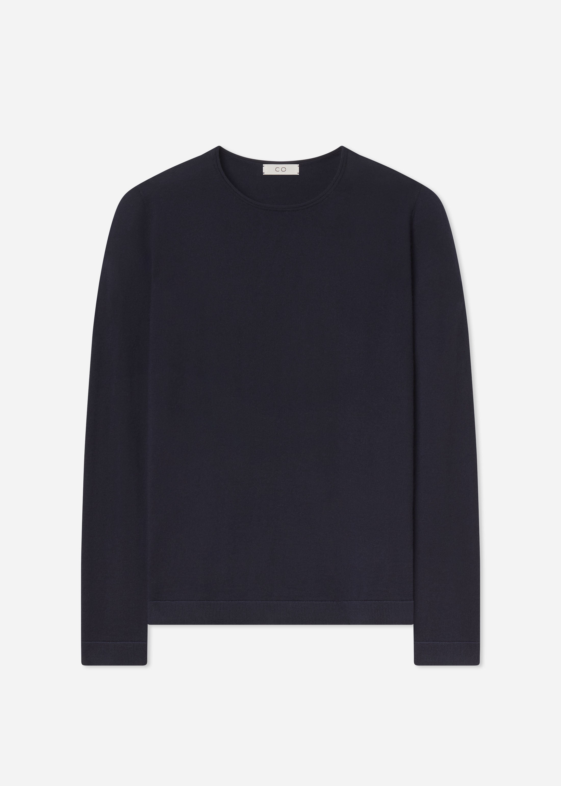 Rolled Crewneck Sweater in Fine Cashmere - Nocturne