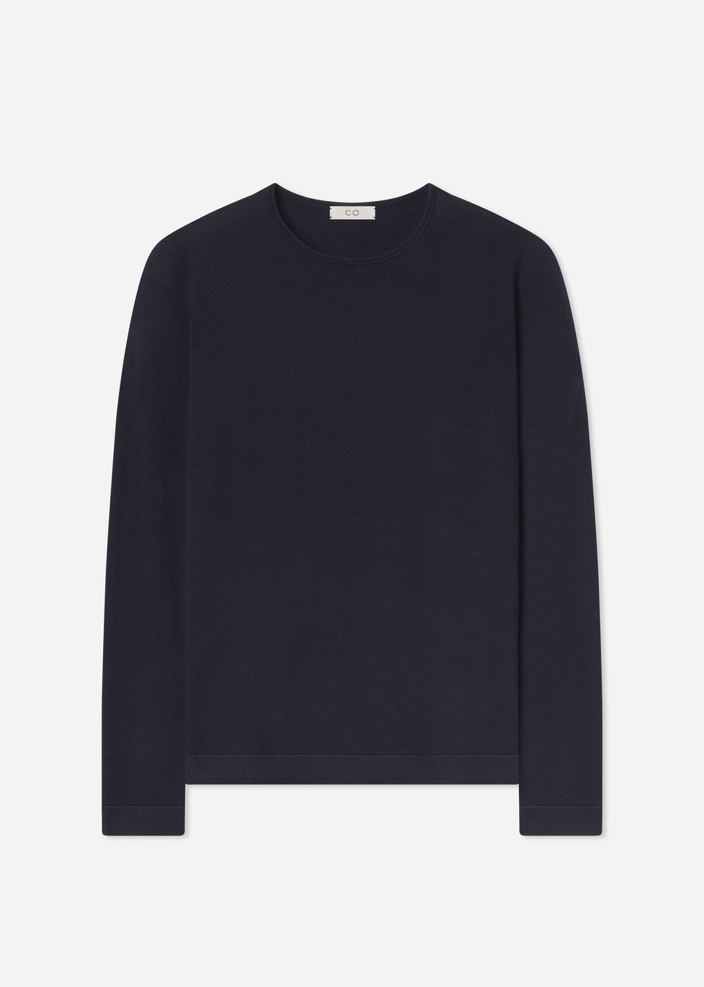 Rolled Crewneck Sweater in Fine Cashmere - Nocturne - CO