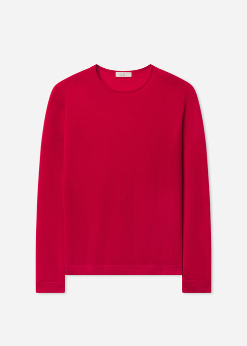 Rolled Crewneck Sweater in Fine Cashmere - Sienna, image 7 of 7
