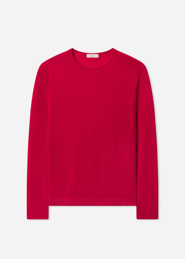Rolled Crewneck Sweater in Fine Cashmere - Sienna, image 7 of 7