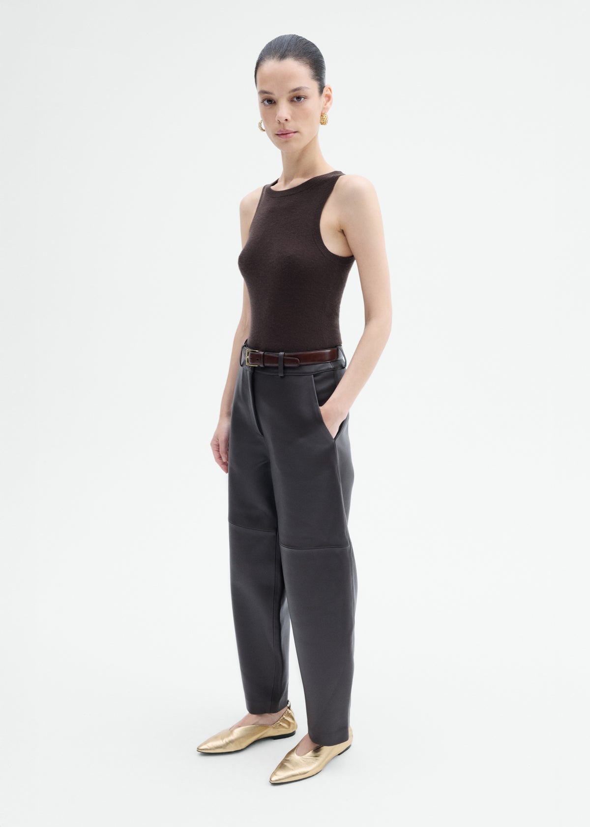 Tank Top in Fine Cashmere - Chocolate, image 4 of 6
