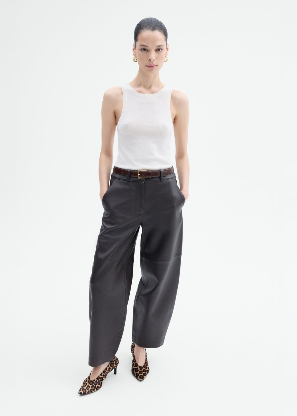 Cropped Leather Trouser - Chocolate - CO