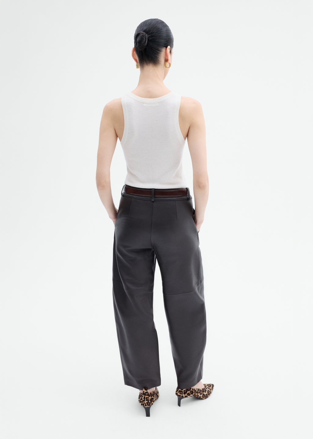 Cropped Leather Trouser - Chocolate - CO