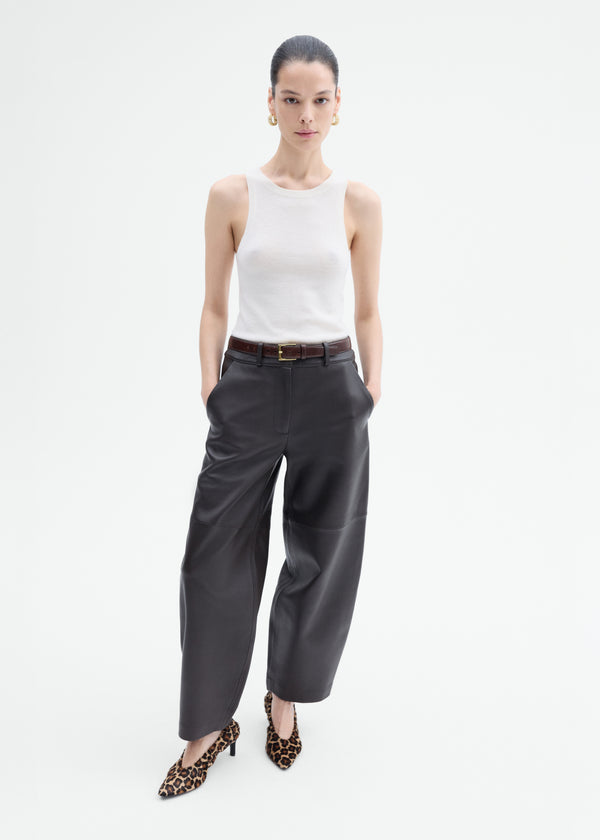 Cropped Leather Trouser - Chocolate - CO