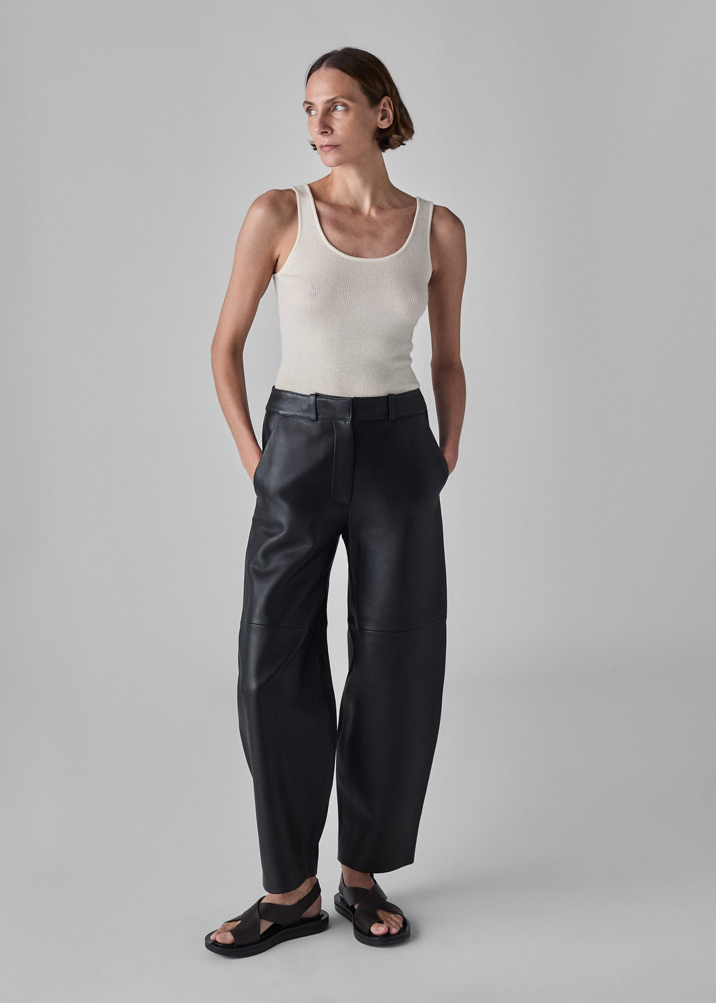 Cropped Leather Trouser - Black - CO