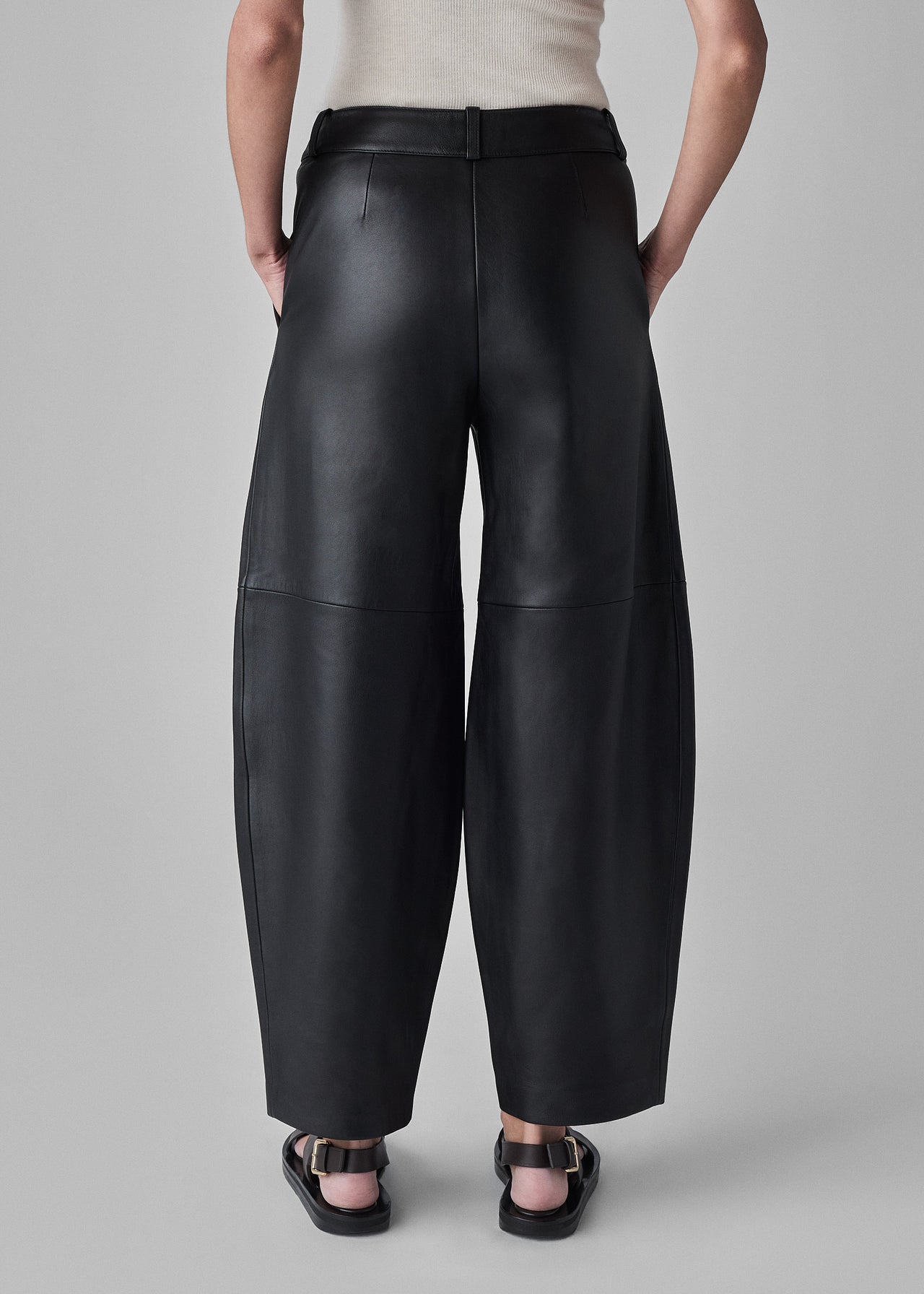 Lambskin Curve Seam Pant - Black