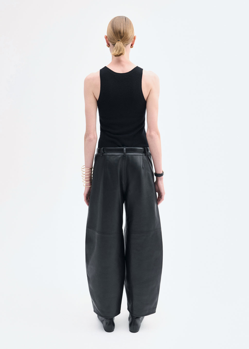 Cropped Leather Trouser - Black - CO