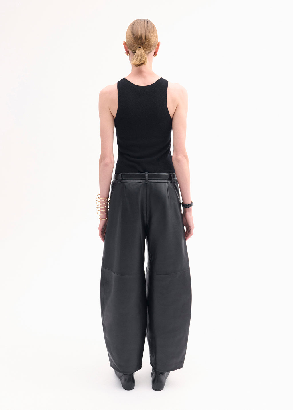 Cropped Leather Trouser - Black - CO