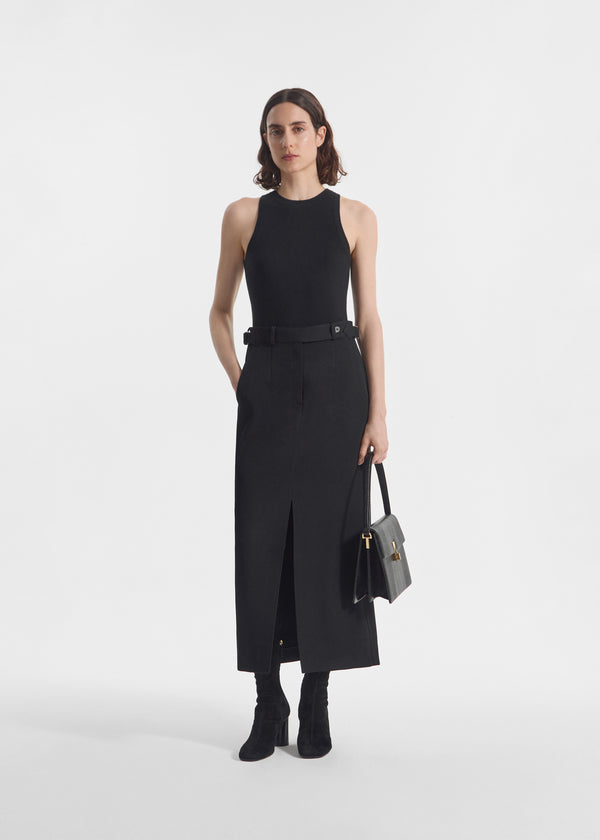 Tailored Pencil Skirt in Wool - Black - CO