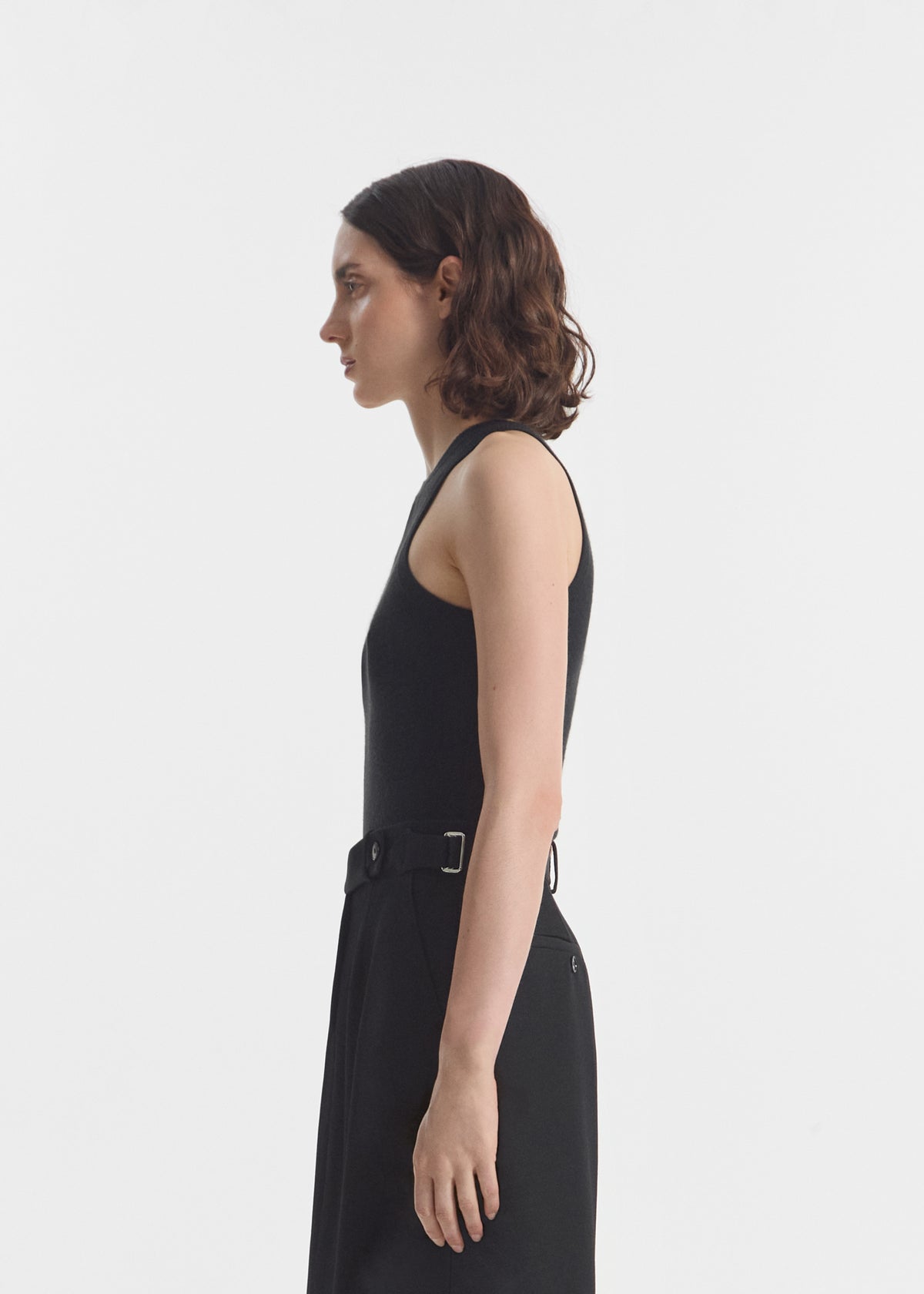 Tank Top in Fine Cashmere - Black, image 2 of 6