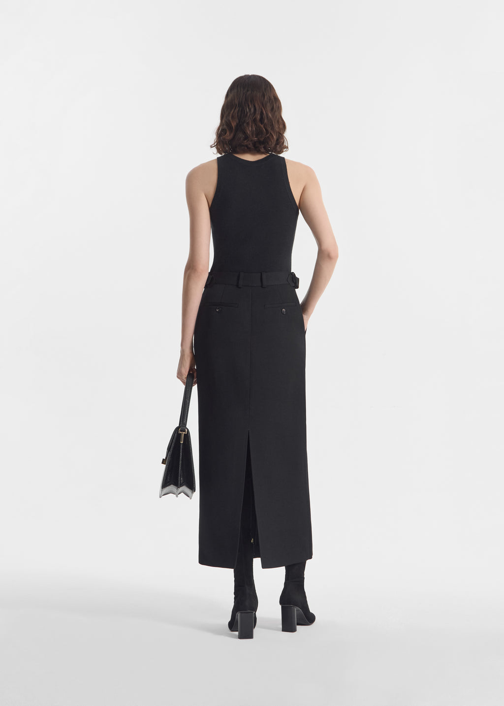 Tailored Pencil Skirt in Wool - Black - CO