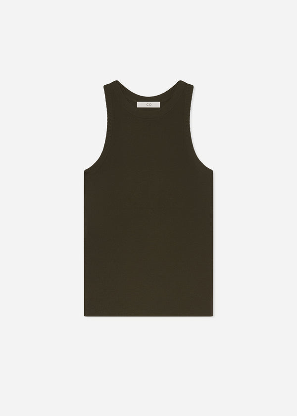Fitted Tank in Fine Cashmere - Olive - CO