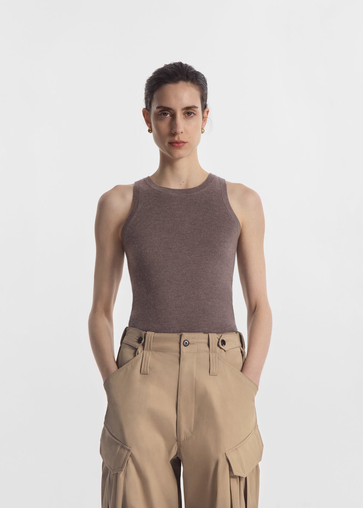 Tank Top in Fine Cashmere - Hazelnut, image 1 of 4