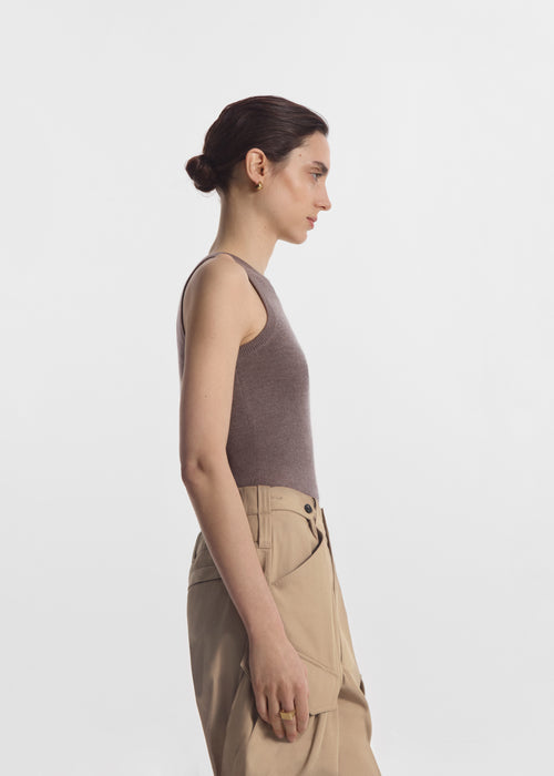 Tank Top in Fine Cashmere - Hazelnut, image 2 of 4