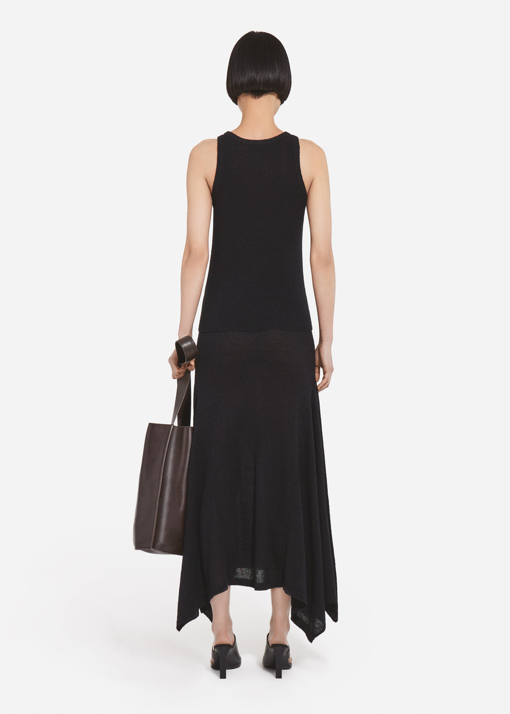 Racerback Tank in Silk Linen - Black - CO