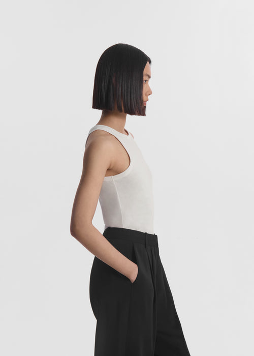 Fitted Tank in Cotton Jersey - Ivory, image 2 of 4