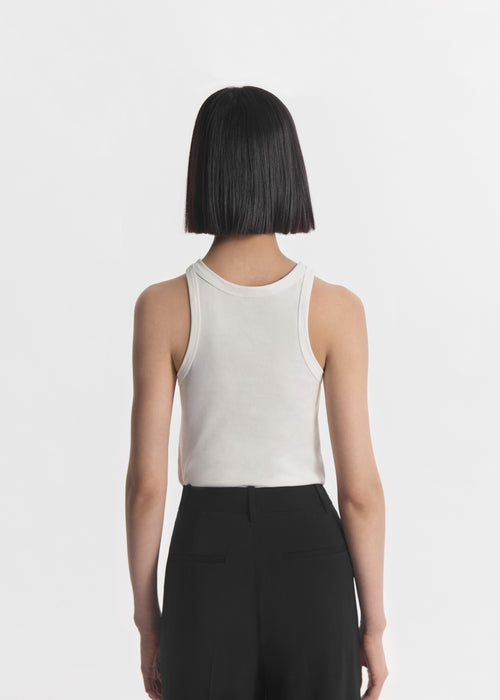 Fitted Tank in Cotton Jersey - Ivory, image 3 of 4