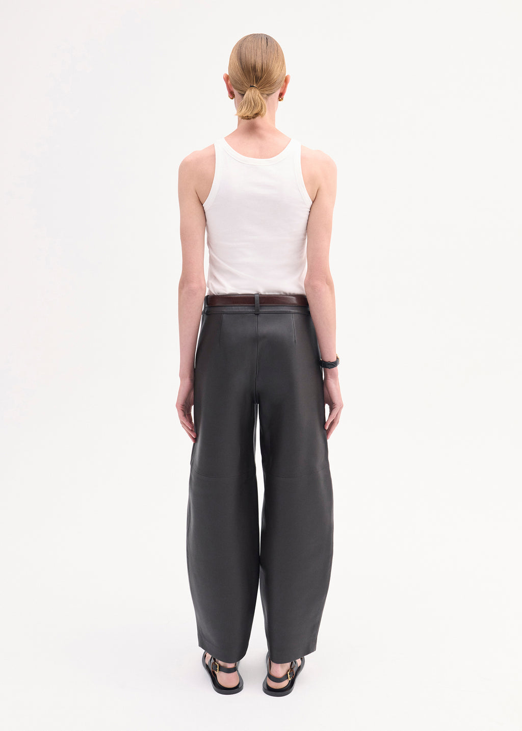 Cropped Leather Trouser - Black - CO