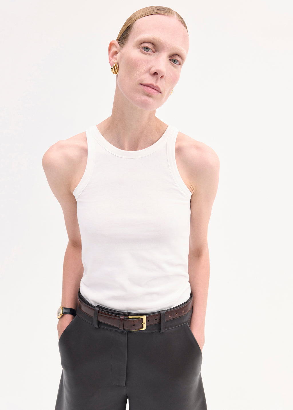Tank Top in Smooth Cotton Jersey - White - CO