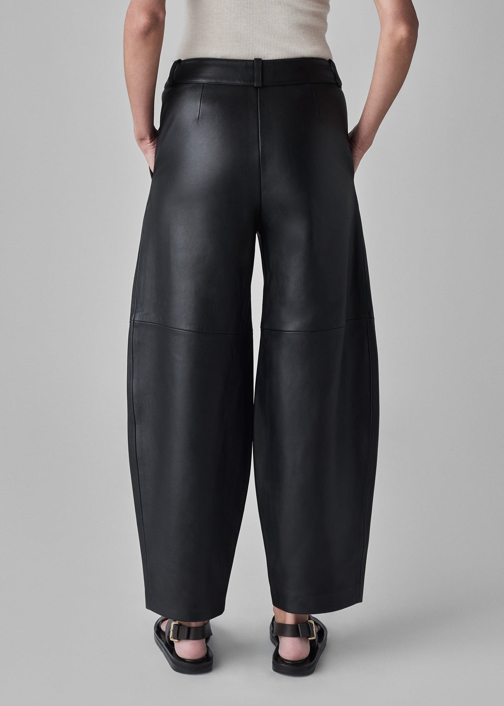 Cropped Leather Trouser - Black - CO