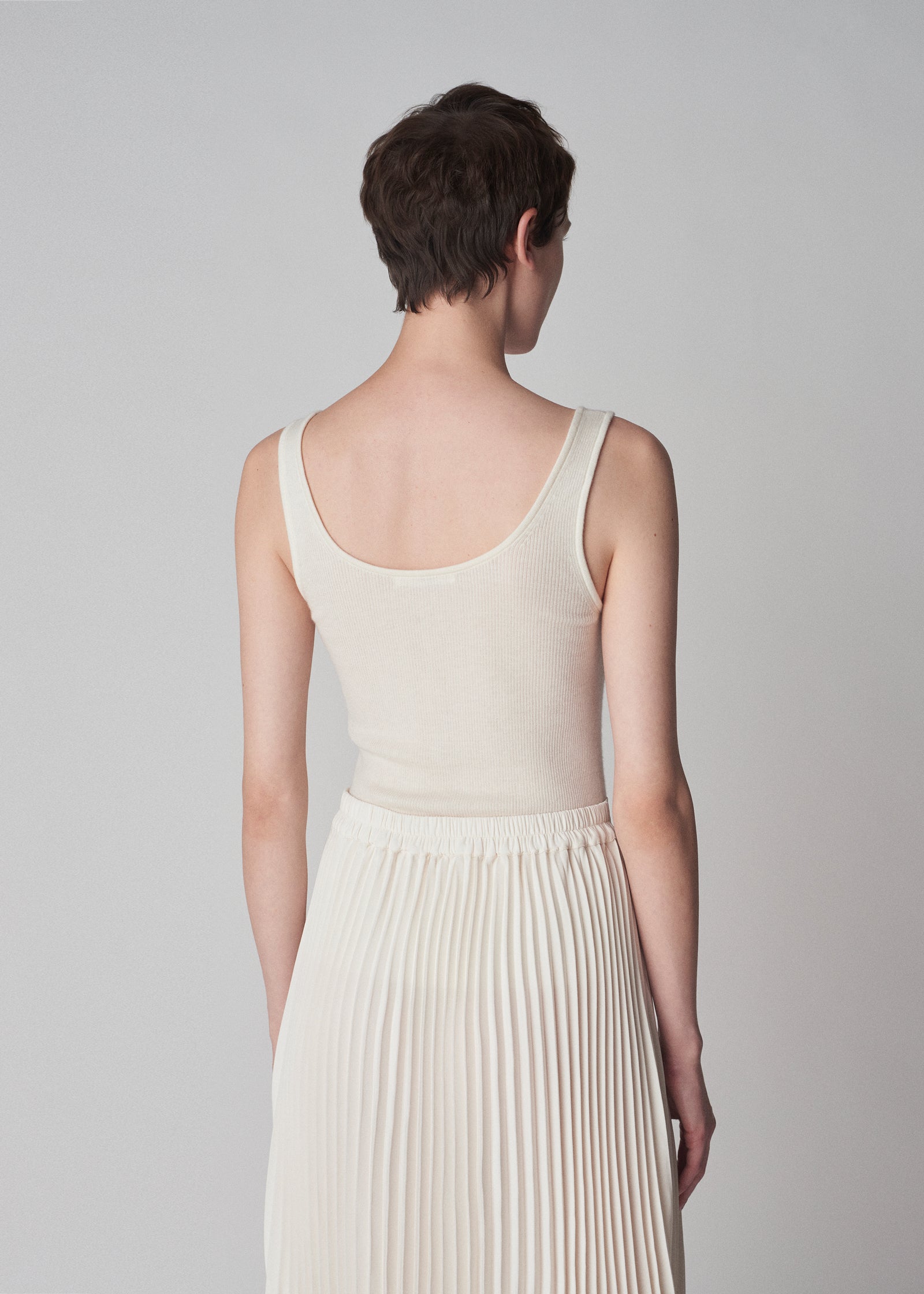 Sweater Tank in Fine Cashmere - Ivory - CO Collections