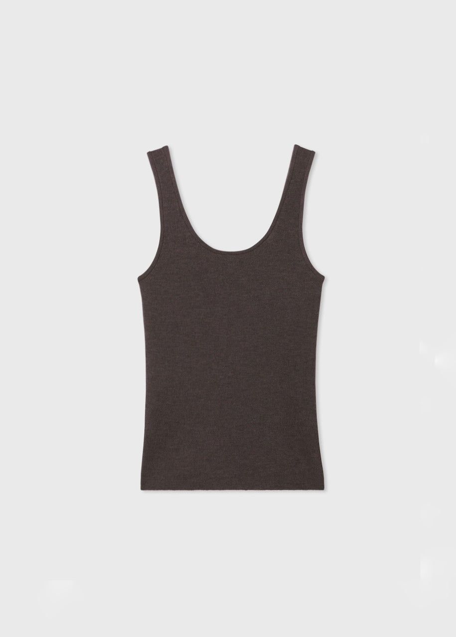 Sweater Tank in Fine Cashmere - Brown - CO Collections