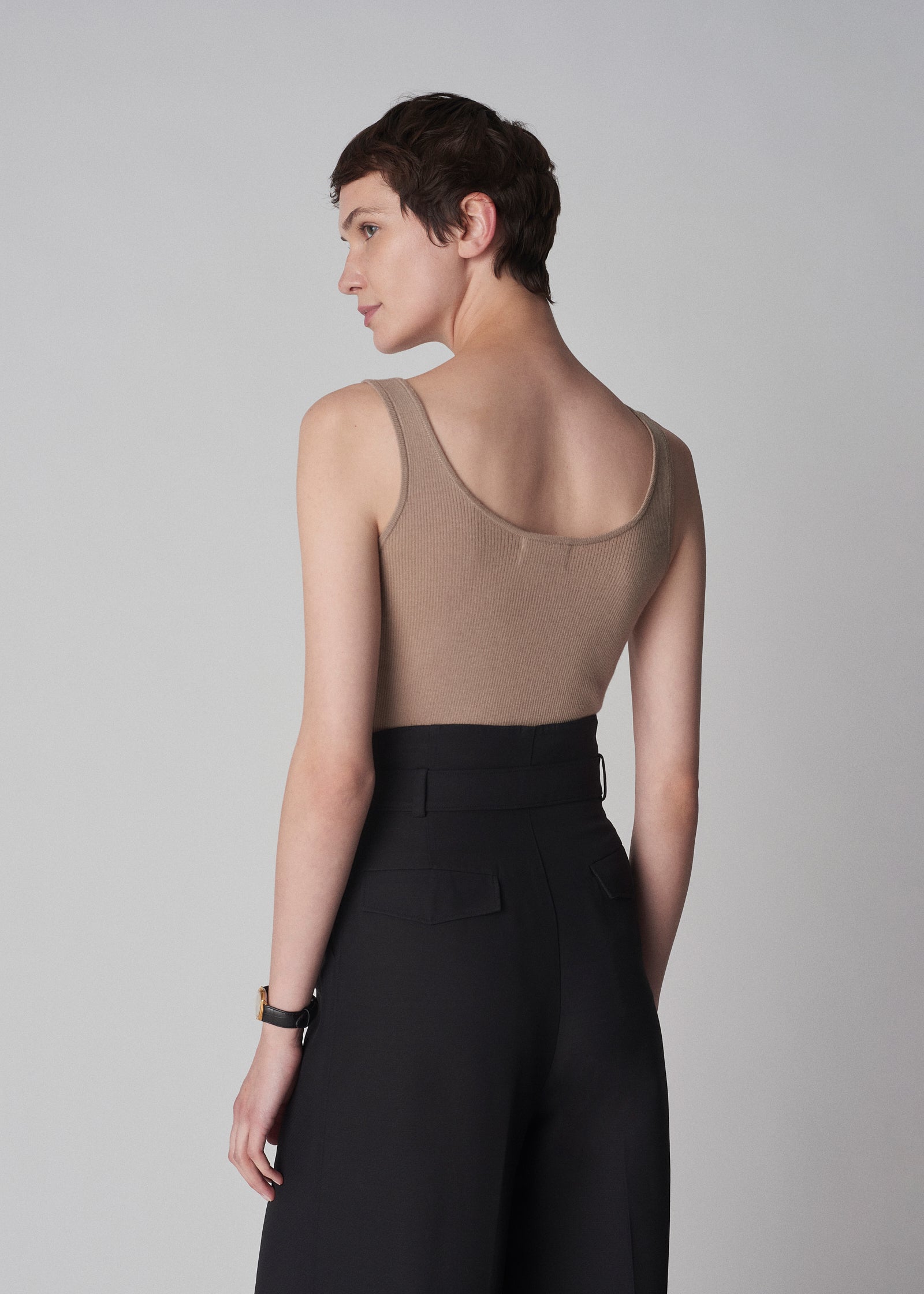 Sweater Tank in Fine Cashmere - Taupe - CO Collections