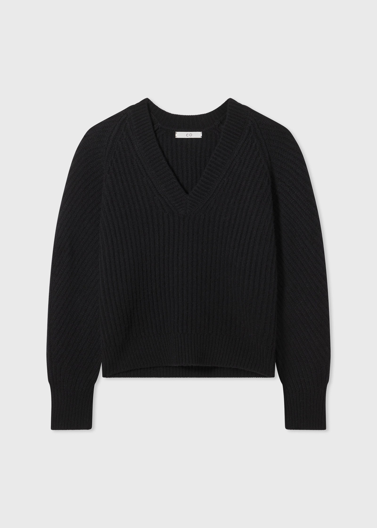 V-Neck Sweater in Wool Cashmere - Black